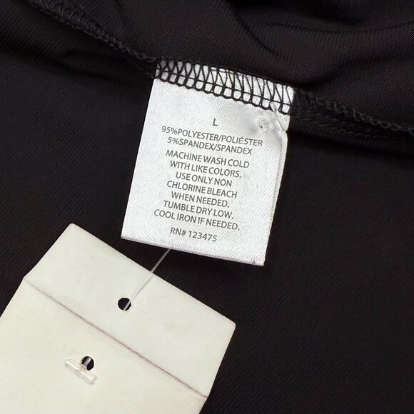 Textile Elizabeth James Size L Pleated Open-Front Tie Neck Cardigan Top Black - Picture 8 of 8